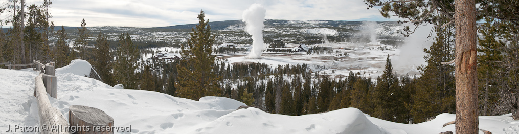 Old Faithful Geyser Erupting from Observation Point During Winter   Old Faithful Area, Yellowstone National Park, Wyoming